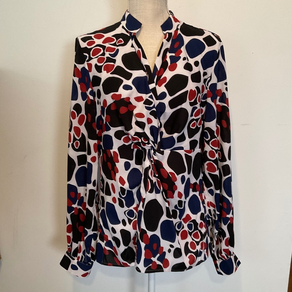 Chadwick circle pattern shirt blouse long sleeve - EUC